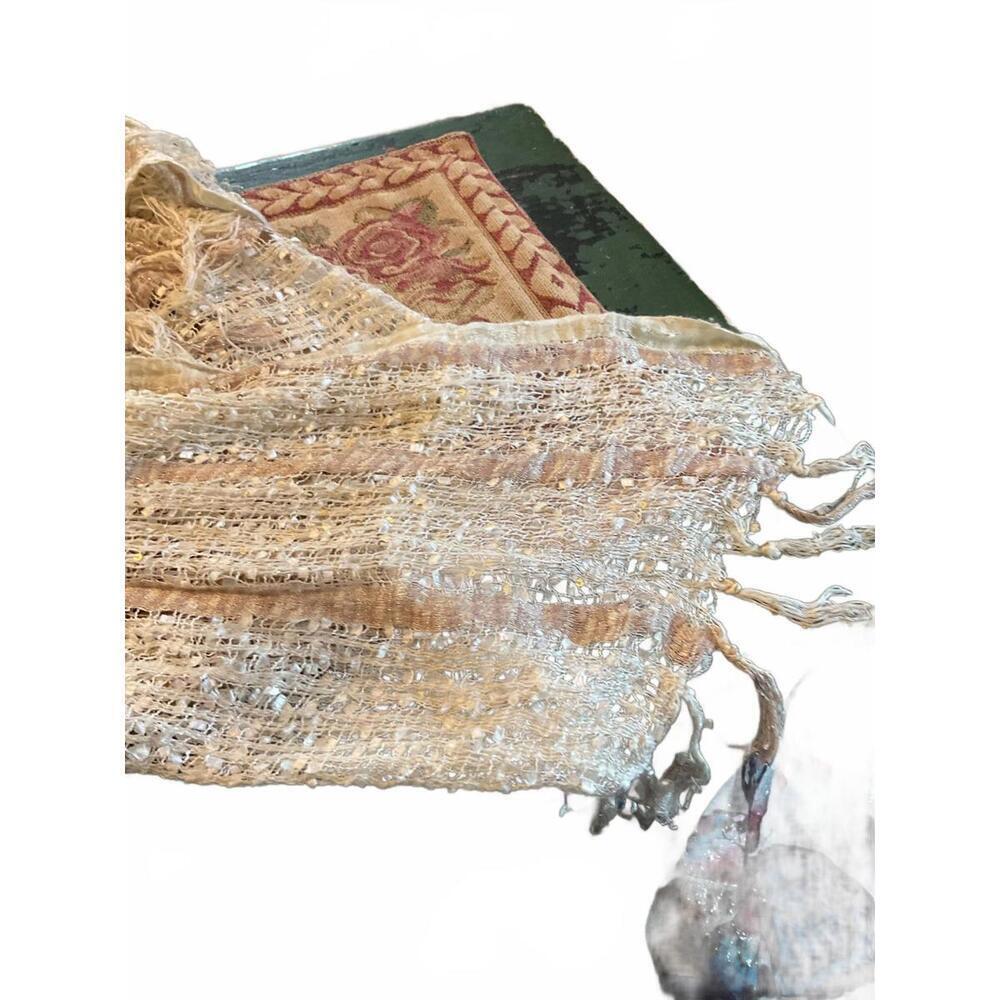 Elegant Light Beige Woven Scarf/Shawl 75" x 41" - Picture 3 of 5